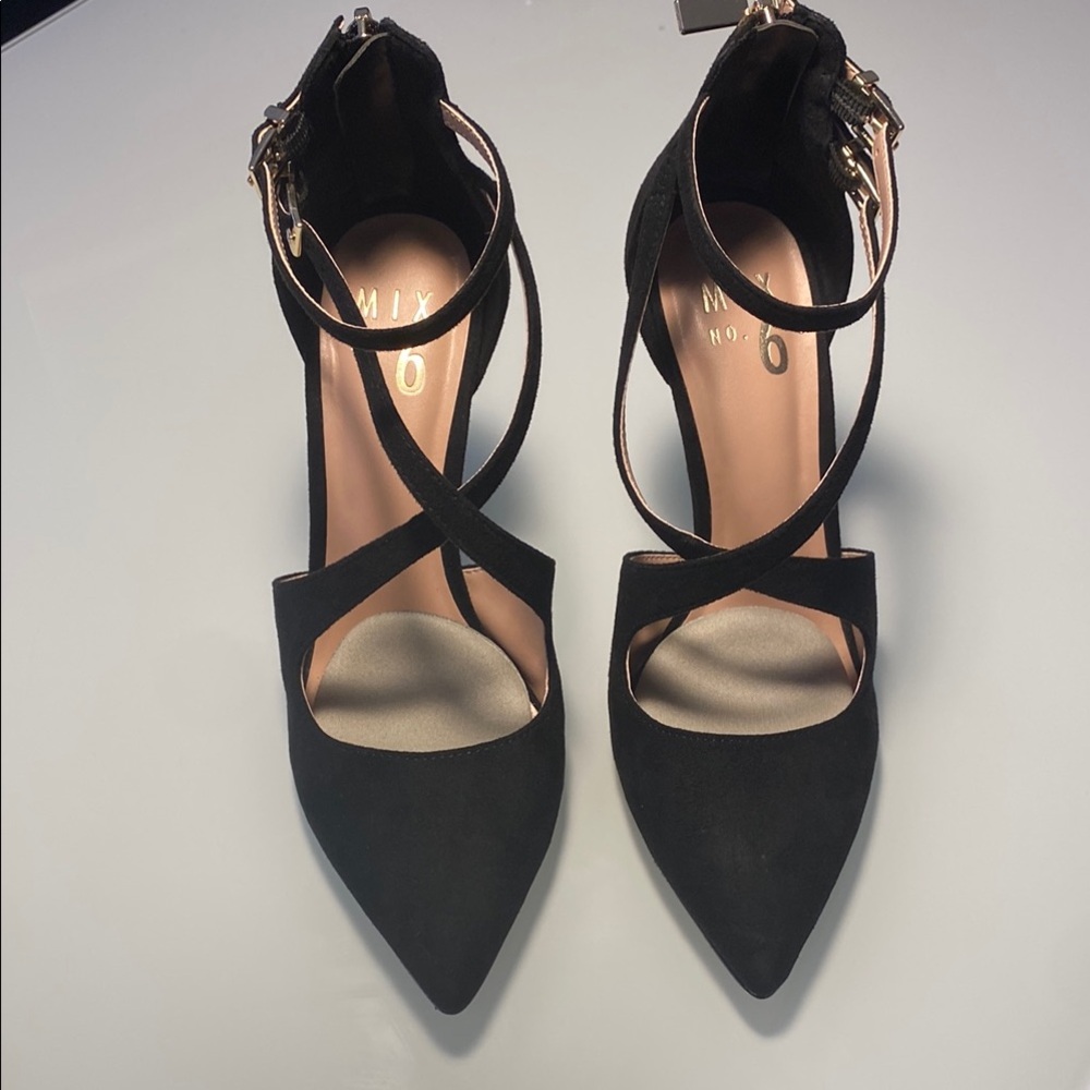 Mix No. 6 Black Stiletto Heels with Ankle Straps size 6
